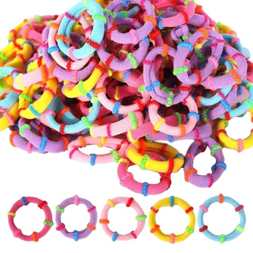 Baby Hair Ties 200PCS Soft Seamless Hair Bands for Toddlers Girls, No Hair Damage, 1 Inch, 5 Colors