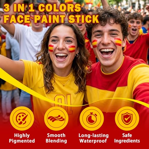 3-in-1 Spain Face Paint Stick - High Pigment Eye Black for Sports