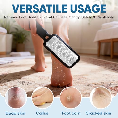 TEAWOO Large Stainless Steel Foot File Callus Remover – Waterproof Pedicure Tool