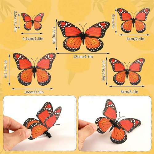 Orange Monarch Butterfly Hair Clips Set for Party & Holiday Decor - 30 Pieces