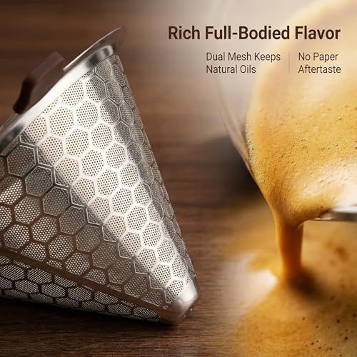 GeeAnkok Reusable Pour Over Coffee Filter - Stainless Steel, Eco-Friendly, Fits Chemex & Hario V60