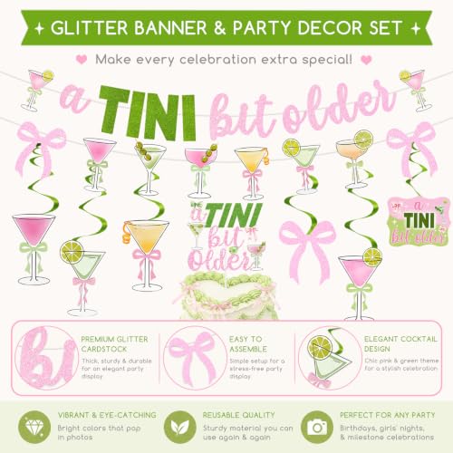 A Tini Bit Older Birthday Banner Set - Martini Party Decorations