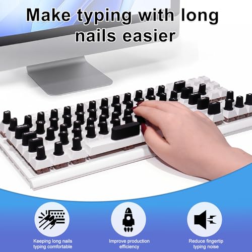 Raisetip 70 Pcs Black Raised Tip Keyboard Stickers for Long Nails, Letters