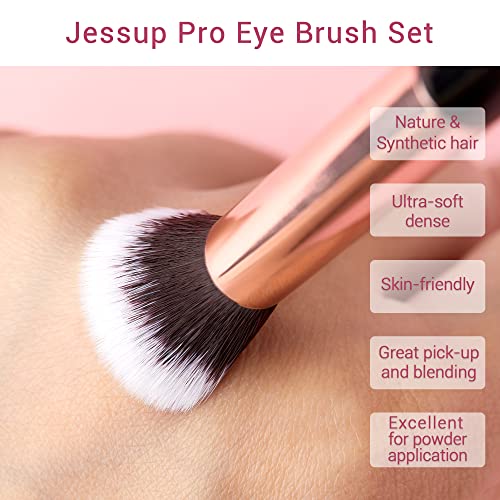 Jessup 15-Piece Professional Eye Makeup Brush Set - Soft Blending Brushes