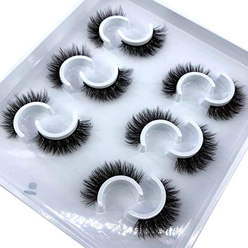 HBZGTLAD MDF-10 6 Pairs Natural Faux Mink 3D False Eyelashes Pack