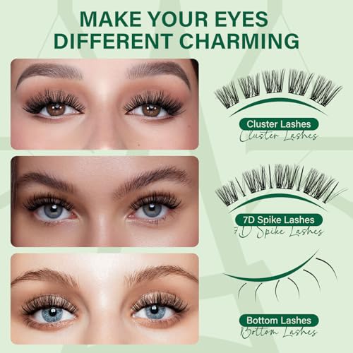 KEYYOU Lash Extension Kit with Bottom Lashes & Clusters - DIY Eyelash Extensions