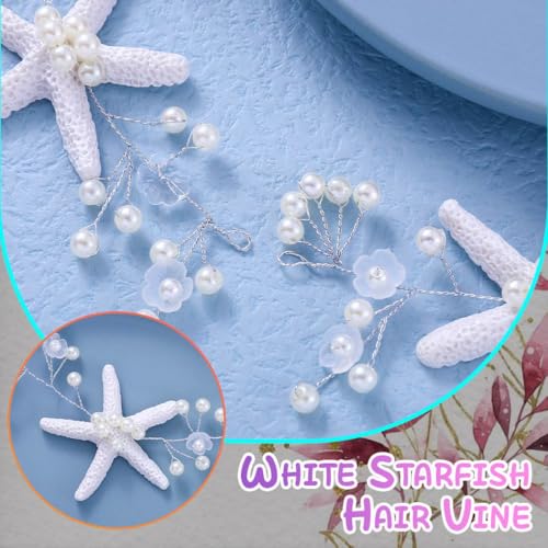 Brishow Starfish Pearl Bridal Headband - Lightweight Beach Hair Accessory