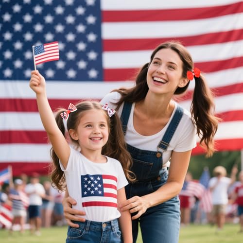 American Flag Hair Bow Clips 3PCS Patriotic Hair Accessories for Baby Girls & Women - Style3