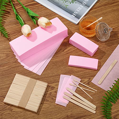 Pink Wax Strips & Applicator Kit - 400 Pieces for Hair Removal at Home