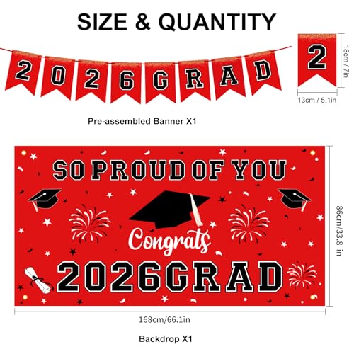 2026 Graduation Party Decorations Kit - Balloons, Banners & Backdrop
