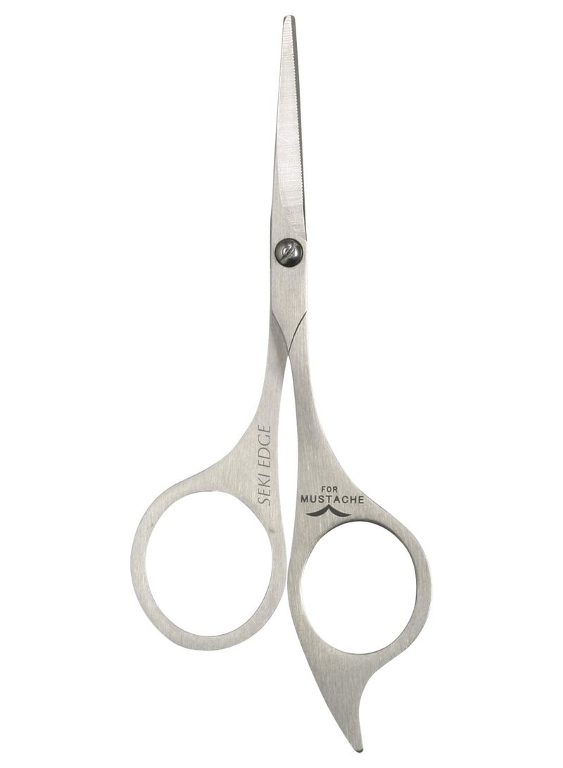 Seki Edge Stainless Steel Mustache & Beard Scissors (SS-902) - Professional Men’s Grooming Scissors for Trimming Facial Hair - For Barbers or Home Use - Made in Japan