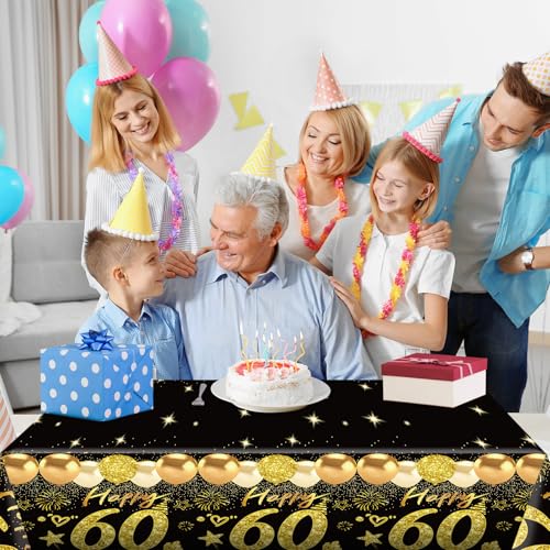 Black Gold 60th Birthday Tablecloths - 2pcs Vintage 1966 Rectangular Covers
