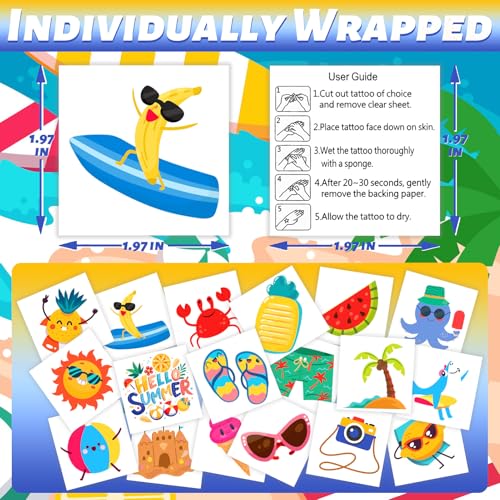 240 Summer Temporary Tattoos for Kids - Hawaiian Luau Party Fun