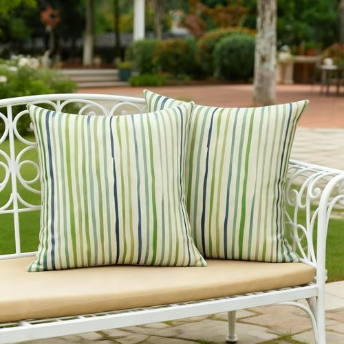 Sage Green Outdoor Waterproof Throw Pillow Covers 16x16 - Set of 2