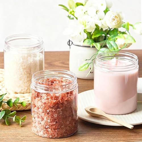 TUZAZO 8 Oz Plastic Containers with White Lids - 12 Pack Leak-Proof Jars