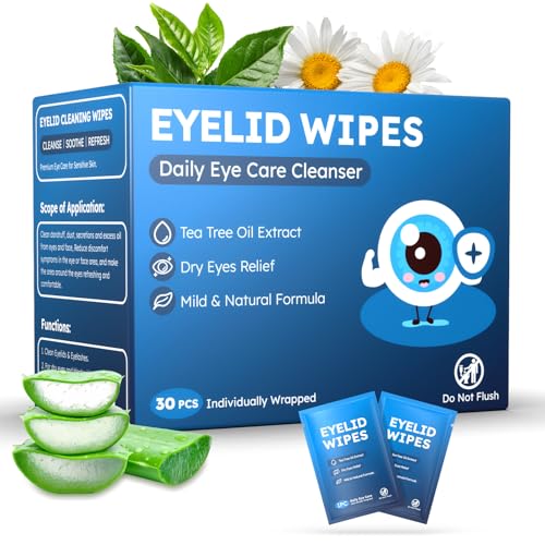 ProCIV 30PCS Tea Tree Eyelid Wipes for Dry Eyes & Blepharitis – Soothe & Clean