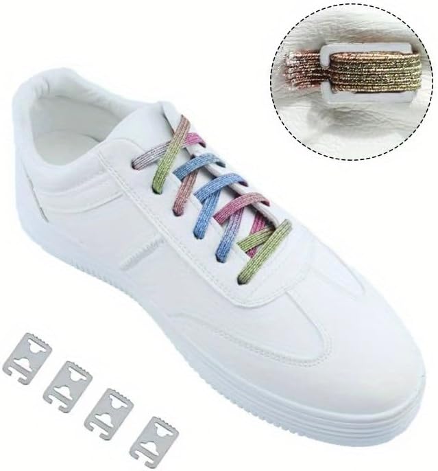 Metal Tieless Shoe Lace Buckles - 10pcs Convenient Flat Laces | Universal Fit for All Shoelace Locks