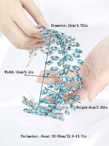 Light Blue Rhinestone Headband for Bride - Luxurious Hair Accessory