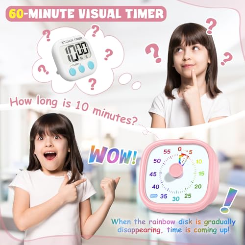HIPPIH Visual Timer for Kids - 60-Minute Silent Countdown Timer