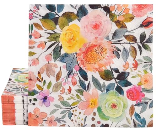 Elegant Floral Paper Napkins - 60 Pack for Parties & Events