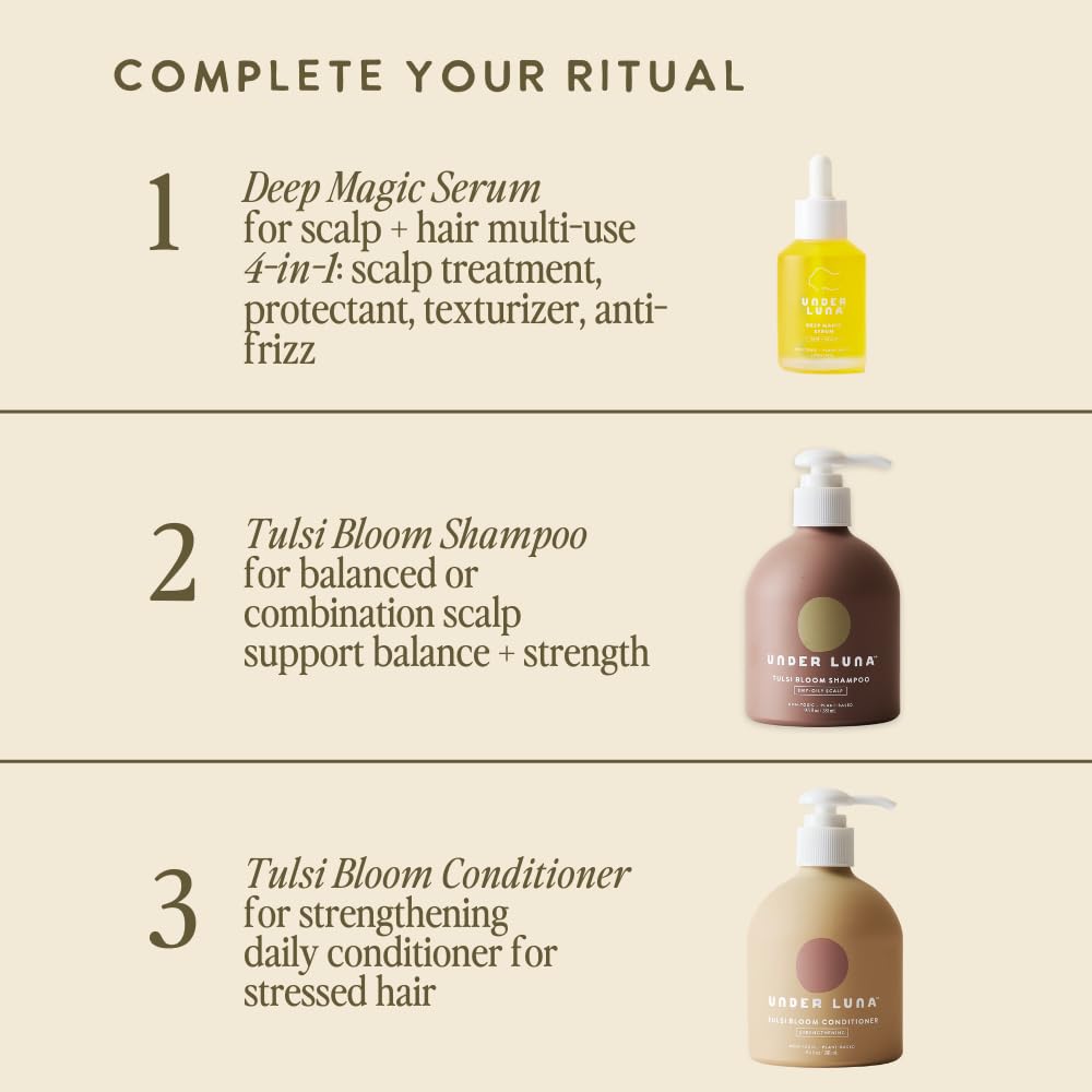 Under Luna Deep Magic Hair + Scalp Serum | Leave-In Hair Protectant & Dry Scalp Treatment | Smooths Frizz, Supports Scalp Comfort | Silicone-Free, Vegan, Plant-Based | 2.45 fl oz