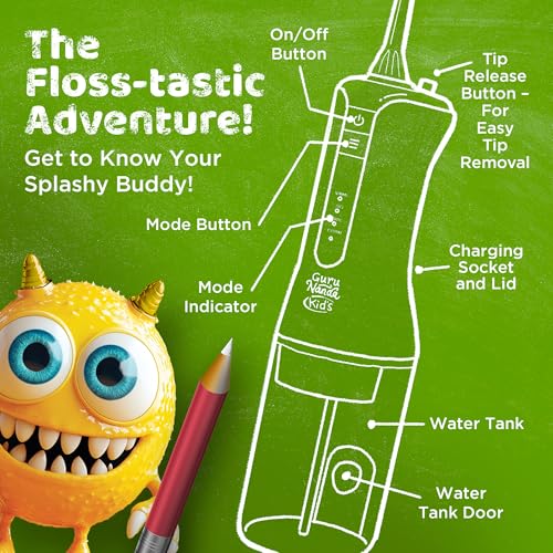 GuruNanda Kids Cordless Water Flosser - Braces-Friendly, Ages 6+