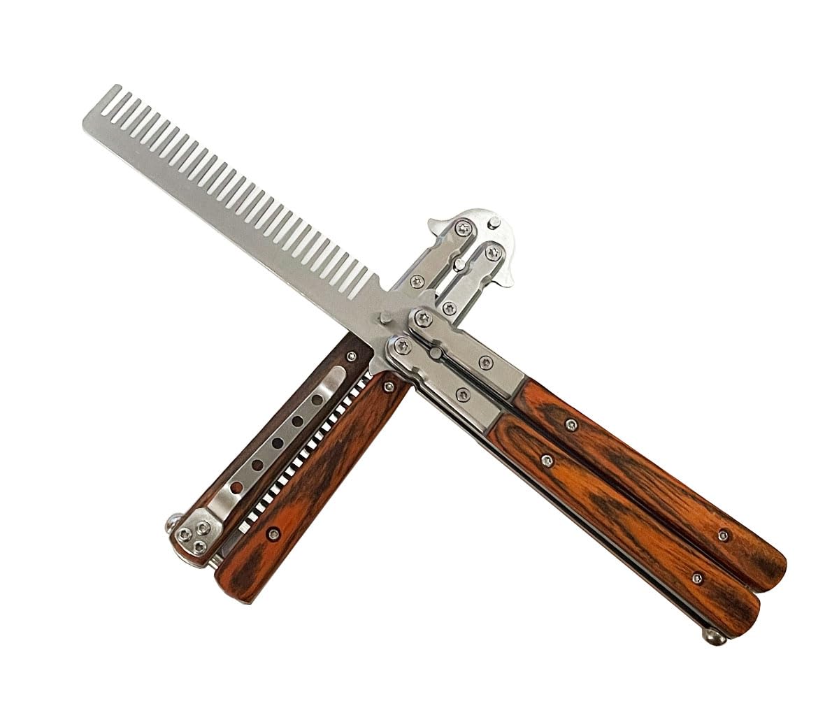 1 Pcs Metal Stainless Steel Wooden Handle Durable Folding Butterfly Comb Gift Set
