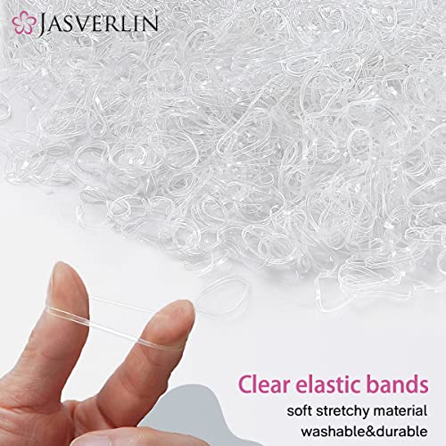 Clear Hair Elastics 2000 Pcs - Small, Medium, Large TPU Rubber Bands