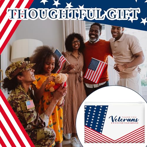 Thank You Veterans Gift Bags 100 Pcs American Flag EVA Makeup Bags Patriotic