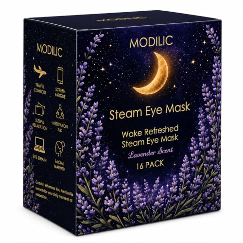 Lavender Steam Eye Mask - Self-Heating, Relaxing, Disposable for Sleep & Travel, 16 Pack