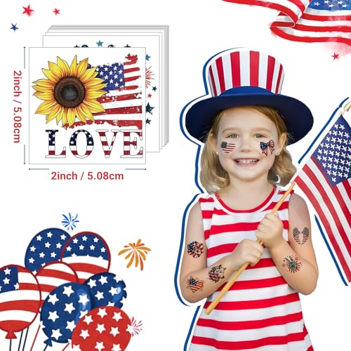Metuu 117 Sheets Independence Day Temporary Tattoos Pink Variation, USA Flag & Eagle Designs for Adults & Kids