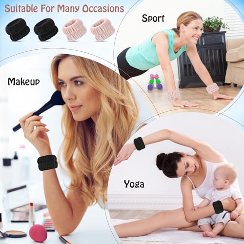 Darfukei Face Washing Wrist Bands - 4pcs Microfiber Towels