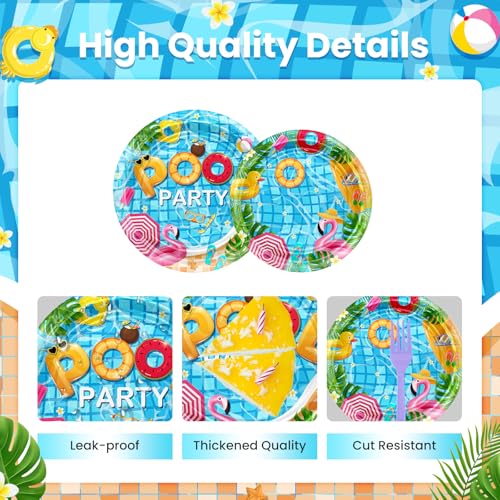 Avezano 96-Piece Pool Party Disposable Plates & Napkins Set for 24 Guests