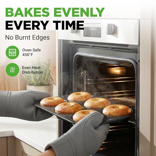 NutriChef Nonstick Donut Pan - 6-Cavity Carbon Steel Bakeware