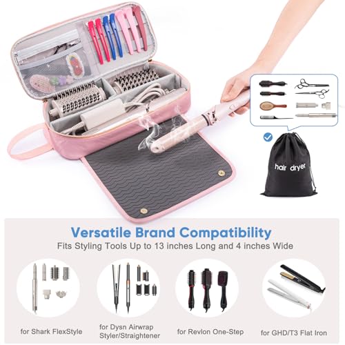 ELCUPA 2-in-1 Hair Tools Travel Bag with Heat Resistant Mat