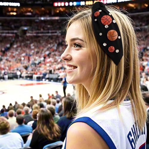Hapdoo Black Rhinestone Basketball Headband - Sporty Glam Hair Accessory for Fans