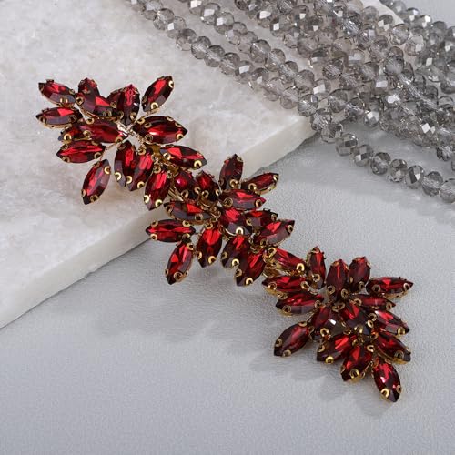 Wine Red Rhinestone Wedding Hair Clip - Teyglen Bridal Barrette