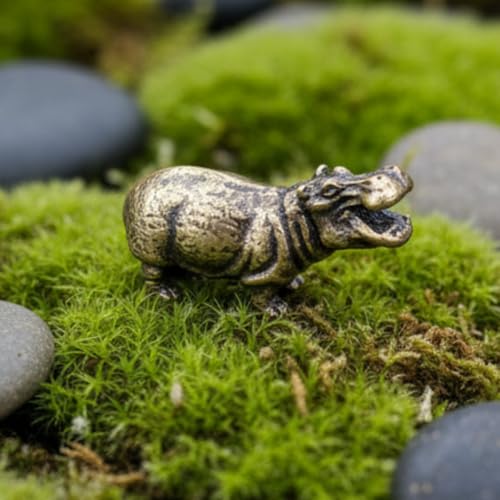 Handmade Brass Hippopotamus Figurine - Miniature Collectible Art