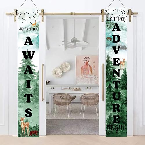Adventure Awaits Porch Banner Set - Travel Themed Decor 70.8"x11.8"