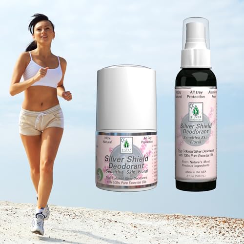 Silver Shield Sensitive Skin Deodorant with Colloidal Silver & Floral Scent - All Natural, Refillable Roll-On 2 oz