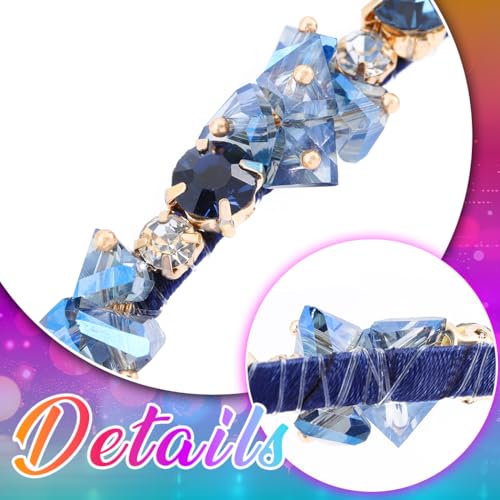 Urieo Crystal Headband with Blue Gems | Rhinestone Hair Accessory for Women
