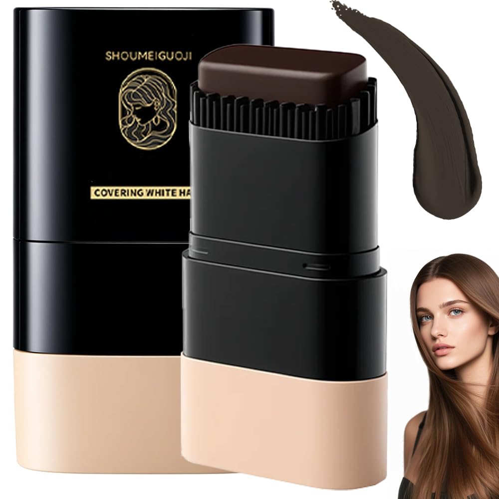 Hair Dye Stick - Portable 2-In-1 Waterproof Hair Color Touch-Up Comb for Quick Application | Black