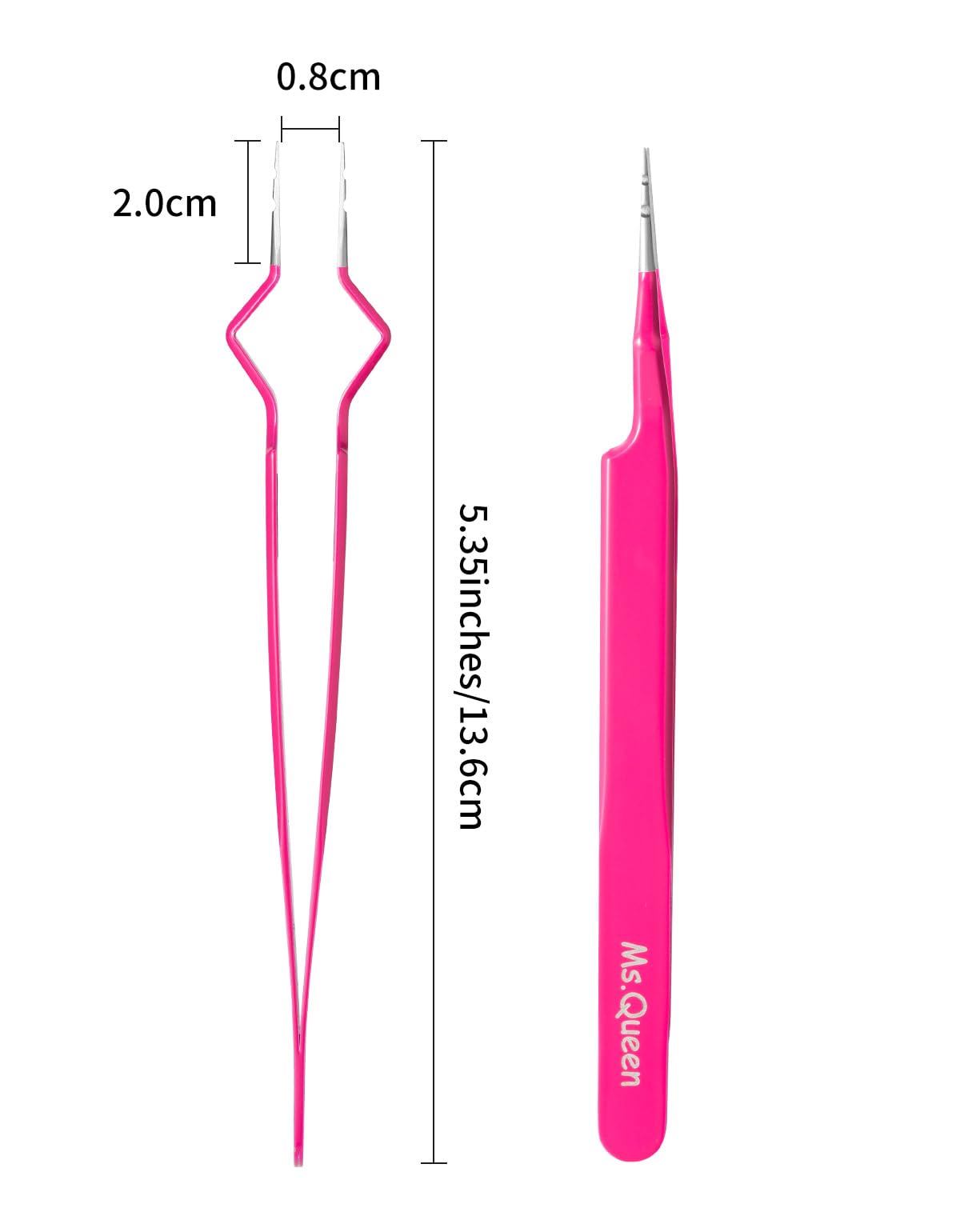Ms.Queen Isolation Tweezers for Eyelash Extensions,V-Groove Design Precision Tip Isolation Eye Lash Tweezers,Convenient False Lash Application Tools for Lash Artist,Pink