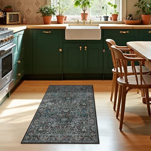 GarveeHome Vintage Floral 2x3 Area Rug - Soft, Washable, Non-Slip