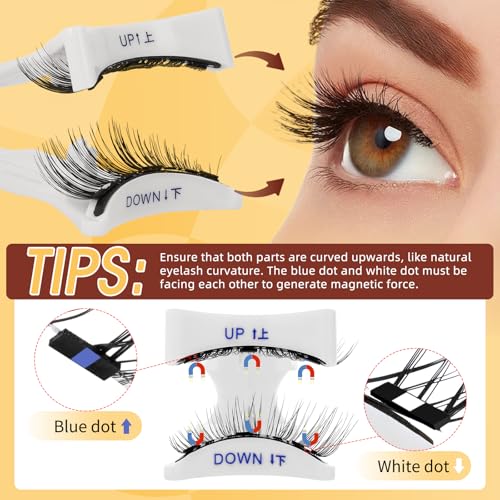 QUEWEL Magnetic Eyelashes Kit - 4 Pairs with Applicator, No Glue Needed