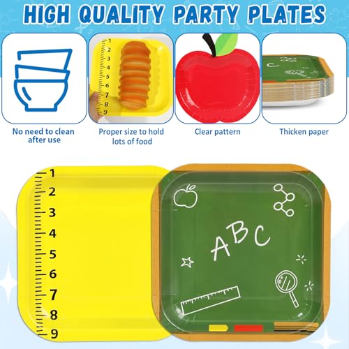 Back to School Tableware Set - 48 Disposable Plates for Parties