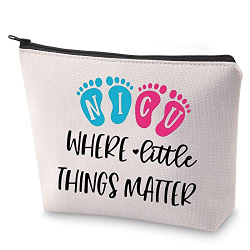 NICU Nurse Gift Cosmetic Bag - 'Where Little Things Matter' Makeup Pouch