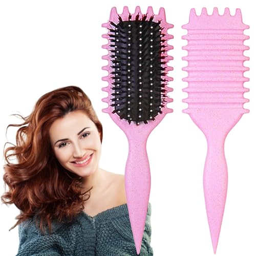 Curly Hair Brush for Defining Curls | Ergonomic Design, Pink