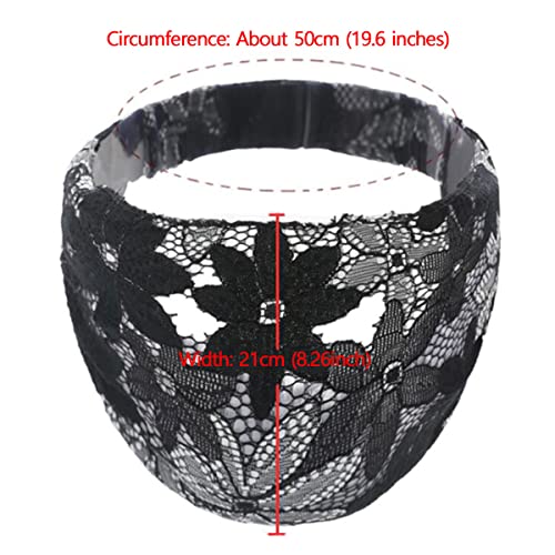 4 Pack Lace Elastic Headbands for Women & Teens - Flower Design