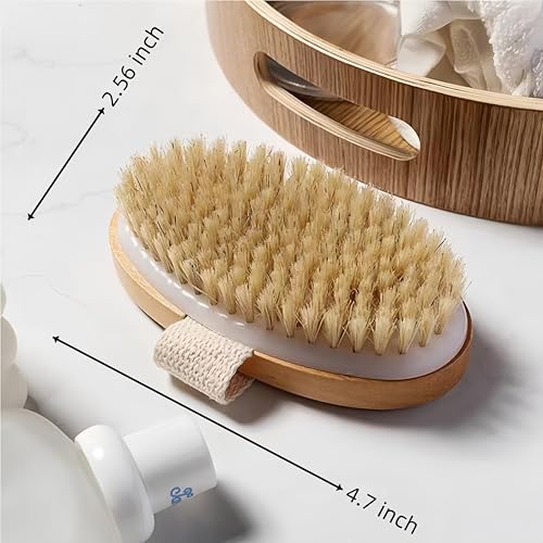 Dry Brushing Body Brush Set - Natural Bristle Exfoliating Brushes